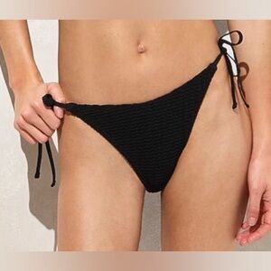 J. Crew Black Textured Tie-Side Bikini Bottoms